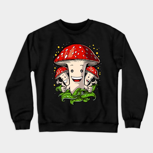 Magic Mushrooms Fungi Crewneck Sweatshirt by underheaven